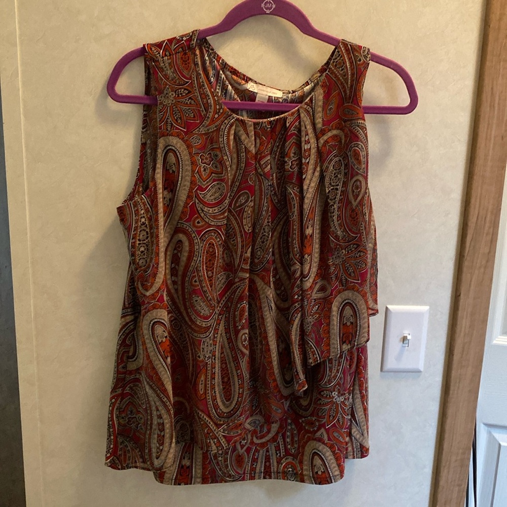 Sleeveless paisley design tank top by established 1962, size 1X